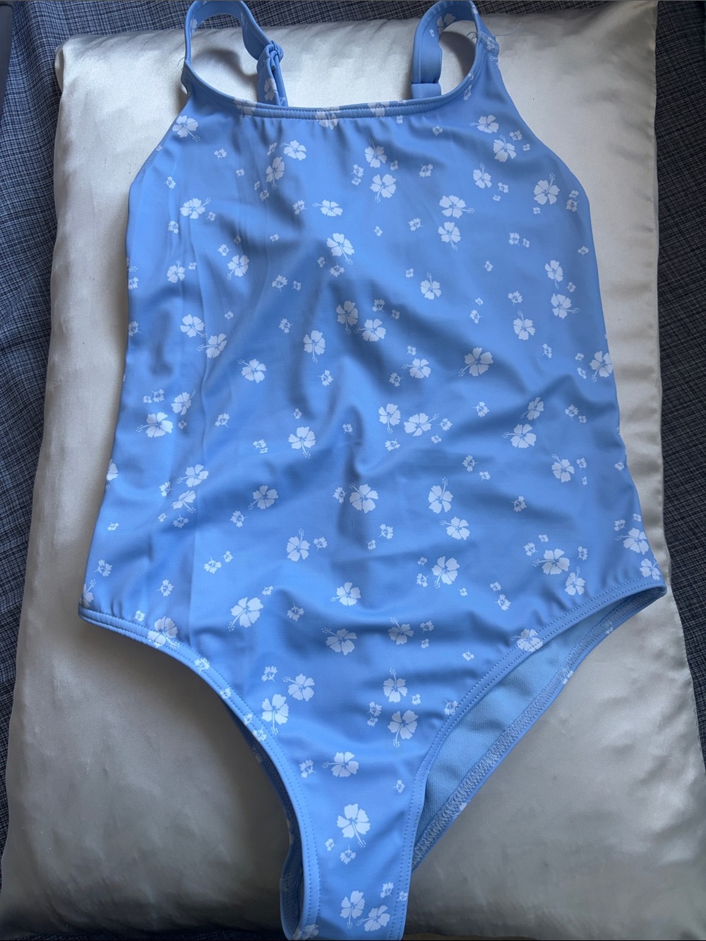 Roxy Light Blue Floral Girls' One-Piece Swimsuit